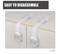 WEKAMOS 3pièces Safety Cabinet Locks for Drawers and Cupboards Child Protection Strap Locks with Smooth Edges Prevents Finger Pinching Adhesive Installation for Household Use