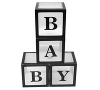 WEKAMOS 4 pièces Boîte à Ballons Transparente pour Décoration Fête Anniversaire et Shower Ornement Présentoir Carton Rigide Noir