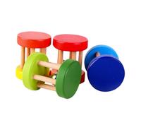 WEKAMOS 4 Pièces Hochet Bois Couleurs Aléatoires Rattles Sensoriels pour Garçon Fille Éveil pour Garçon et Fille Manche Lisse et Sécurisé Jeu Montessori Dès la Naissance