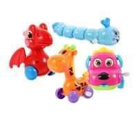 WEKAMOS 4 pièces Jouets à Remonter Animaux Colorés Lot de Jouets Mécaniques Sûrs pour Garçon Fille Figurines à Ressort à Tourner Marcher Modèle Cartoon pour Anniversaire Couleur Aléatoire