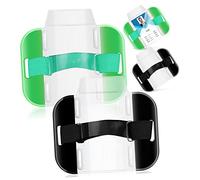WEKAMOS 4 pièces Lot de Brassards Porte Badge Bras Réglables Transparent pour Carte Identité Sécurité et Personnel Professionnel Verts et Noirs