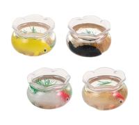 WEKAMOS 4 Pièces Miniature Carp Tank Set PVC Realistic Round Koi Fish Bowls for Dollhouse Desktop Fairy Garden Micro Scene Decor