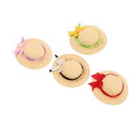 WEKAMOS 4 Pièces Miniature Handwoven Straw Hats for Crafting Small Lightweight Doll Caps for Dollhouse Decoration and DIY Projects in