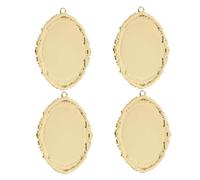 WEKAMOS 4 Pièces Oval Bezel Pendant Trays With Secure Pearl Holder Metal Frame For DIY Jewelry Making Necklace Connectors