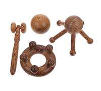 WEKAMOS 4 pièces Set de Outils de Massage Bois Portable pour Tête Visage et Corps Entier Masseur Roue Nasale et Handball pour Relaxation et Santé