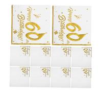 WEKAMOS 40 Pièces Serviettes Papier Décoratives pour Anniversaire Lot de Serviettes Blanches avec Détails Dorés pour Célébrations Élégantes Réunions Familiales