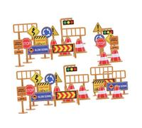 WEKAMOS 45 Pièces Mini Traffic Signs Playset Plastic Educational Road Sign Models with Lights Barricades for Cognitive Skill Development
