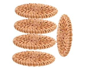 WEKAMOS 5 pièces Charms Boucles Oreilles Rattan Tissés Ronds Solides pour Création Bijoux Bohème DIY Pendentifs Artisanaux Naturels