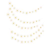 WEKAMOS 5 Pièces Guirlande de Fleurs Marguerites Bannière Décorative Suspendue pour Anniversaire Shower et Fête Intérieure Extérieure Facile à Accrocher et Photobooth Fun