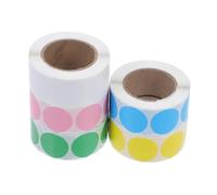 WEKAMOS 5 rouleaux Étiquettes Autocollantes Rondes Colorées Papier Thermique Gommettes Petits Points Multicolores pour Organisation Étiqueteuse DIY Fournitures Bureau et École