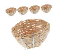 WEKAMOS 5pièces Lot de Nids Bambou Tressé Main pour Oiseaux de Petite avec Crochet Suspendu pour Perruches et Canaris