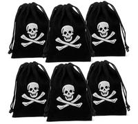 WEKAMOS 6 Pièces Bonbons Halloween Pirate Sacs Fourre Tout Résistants pour Fête Pochettes avec Cordon Lot pour Friandises et Trésors de Fête