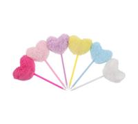 WEKAMOS 6 Pièces Lot de Stylos à Bille Fluffy Forme de Cœur Pompons Colorés Kawaii Fournitures Scolaires et Bureau Cadeaux de Noël et Fête Saint-valentin