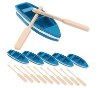 WEKAMOS 6 Pièces Mini Bois avec Décoration Nautique Bleue de Bateaux Miniatures pour Décoration Dintérieur Bord de Mer Ornement et Polyvalent
