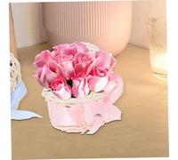 WEKAMOS 6 pièces Panier de Rangement Tissé Main Rotin pour Maison de Poupée Accessoire Décoratif Miniature pour Décoration Intérieure et Scènes Micro et Écologique Rose