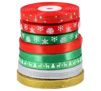 WEKAMOS 8 Rouleaux de Ruban Décoratif de Noël Soi-Même 25 Yards Chacun Motif Flocons Multicolore pour Emballage Présent Décoration Sapin et Créations Artisanales