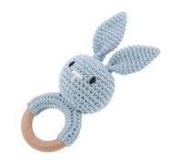 WEKAMOS Anneau de Dentition Lapin Crochet Fait Main avec Bois Hochet pour Développement Sensoriel Coton Sûr Adaptée Aux Petites