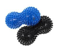 WEKAMOS Balles de Massage de Cacahuète 2 Pcs Noires et Bleues Masseur à Picots pour Pieds et Muscles Rouleau de Massage pour Relaxation Rééducation et Fitness