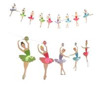 WEKAMOS Bannière de Fête Danseuse de Ballet 12 Pièces Guirlande en Papier Décoration Mariage Anniversaire Baby Shower Remise des Diplômes Fille Ficelle