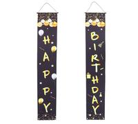 WEKAMOS Bannière de Porte d'Anniversaire 1 Paire en Tissu Oxford Bannière à Suspendre Joyeux Anniversaire Décoration de Fête pour Porte d'Entrée Accessoire Déco Anniversaire Solide