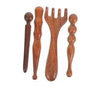 WEKAMOS Bâton De Massage En Bois Et Ensemble De Massage Par Grattage 4 Pièces Outils Gua Sha Du Corps Et Visage Ton Clair Bois Naturel Soulagement Des Tissus Profonds Usage Voyage Et Détente