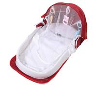 WEKAMOS Berceau Pliable pour Bébé Portable avec Moustiquaire et Auvent, Lit de Voyage Léger et Compact, Paquet à Dos Rouge Double Bandoulière, Camping, Plage et Sorties en Plein Air