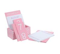 WEKAMOS Bloc Calendrier Perpétuel de Bureau en Bois Rose Calendrier de Table Décoratif Compact Réutilisable de Bureau Polyvalent pour Organisation Quotidienne