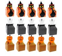 WEKAMOS Boîte à Bonbons Halloween 30 Pièces Coffret d'Emballage pour Gâteaux et Biscuits Papier Écologique Réutilisable Motifs Fantôme Chat Noir Citrouille Stockage Alimentaire Festif