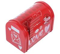 WEKAMOS Boîte en Fer-blanc Rouge de Boîte aux Lettres, Coffret Présent pour Bonbons et Biscuits, Contenant Sucré Couvercle, pour Fêtes et Saint-valentin, Petit Format Pratique