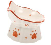WEKAMOS Bol pour Chat Céramique Surélevé Renversement Réutilisable pour Eau et Nourriture Design Protecteur du Cou