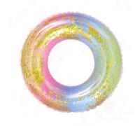 WEKAMOS Bouée Natation Adulte Gonflable Arc Ciel Dégradé Transparent avec Paillettes Anneau Flottant Sécurisé pour Piscine Plage et