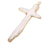 WEKAMOS Breloques En Perles Naturelles Croix Baroques Blanc Doré Diy Bijoux Fait Main 20x40-30x45mm Création Colliers Bracelets Artisanat Religieux Printemps