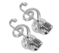 WEKAMOS Broches De Mode Notes De Musique Et Microphone En Alliage Argenté, Épingles à Broche Simples, Présent Pour Hommes Et Femmes, Accessoire De Fête Polyvalent, Lot De 2 Pièces