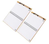 WEKAMOS Carnet à Spirale à Couverture en Peau de Bambou, Bloc-notes de Bureau Compact Papier Lignés, Lot de 2 Set de Cahiers Pratiques pour Écriture, Croquis et Organisation Quotidienne