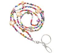 WEKAMOS Chaîne Porte-clés Longue en Coquillage et Perles de Riz, Cordon Coloré pour Bureau, Accessoire Suspendu Tour de Cou, Lanière pour Cartes D'identification, Décoration Femme