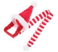 WEKAMOS Chapeau et Écharpe de Noël pour Petit Animal et Confortable Déguisement Cosplay pour Lapin Hamster Chiot et Oiseau Accessoire Festif Xmas Party Ornament Rouge et Blanc