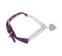 WEKAMOS Collier pour Animaux de Compagnie à Paillettes Violet Taille S, Ajustable 7 Cm, en Tissu Confortable, Bijou avec Pendentif Cœur, pour Petits Chiens et Chats au Quotidien et Fêtes