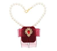 WEKAMOS Collier pour Chien Boîte à Bagues, Nœud Rouge Profond, Taille S 25 Cm, Accessoires de Mariage pour Animaux de Compagnie, Fournitures Cérémonie, Pochette Bijoux Élégante