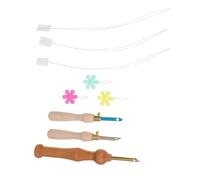 WEKAMOS Embroidery Punch Needle Adjustable Depth Wooden Handle Hand Sewing Tool For DIY Needlework Knitting Carpet Making Embroidery Needles Set