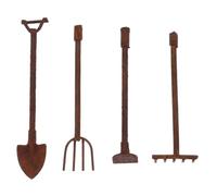 WEKAMOS Ensemble de 4 Mini Outils de Jardin Féerique en Métal Rouillé, Accessoires Miniatures pour Maison de Poupée, Décoration de Micro-paysages et Jardin Zen, pour Bricolage et Jeux