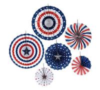 WEKAMOS Ensemble de 7 Guirlandes Décoratives en Éventail en Papier Étoiles Kit de Décoration pour Fête Américaine Fournitures Colorées pour Fête Nationale et Célébrations en Journée