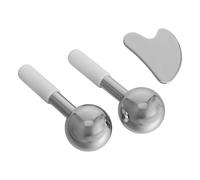 WEKAMOS Ensemble de Gua Sha en Acier Inoxydable 6 Pièces - Globes Rafraîchissants pour Visage et Cou, Bâtonnets de Massage Glacés, Outil de Soin du Visage Multifonction, Dispositif