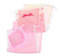 WEKAMOS Ensemble de Literie Miniature pour Maison de Poupée 2 Pièces Coton Doux Drap-Housse et Oreiller pour Lit de Poupée Accessoires Décoratifs pour Chambre de Mini-Maison