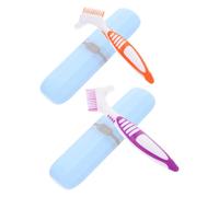 WEKAMOS Ensemble de Récipients de Brosse à Dents Portables 2 Pièces Brosse à Dents Double Face pour Prothèses Dentaires Voyage Pratique Soins Bucco-Dentaires Accessoire Utile Voyageurs