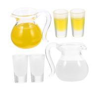 WEKAMOS Ensemble Miniatures De Pichets Jus d'orange Et Lait Maison De Poupée 6 Pièces Scènes Miniatures Réalistes