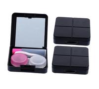 WEKAMOS Étui à Lentilles De Contact Portable 3 Pièces avec Miroir Et Pince, Boîte Compacte Noire pour Voyage, Rangement Hygiénique Et Sécurisé à Usage Quotidien, Kit Pratique pour Femmes Et Voyageurs