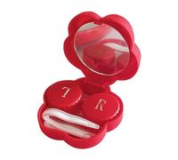 WEKAMOS Étui Portable Rouge pour Lentilles de Contact en Plastique Miroir Léger Forme Fleur pour Ranger Votre Paquet