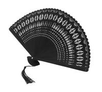 WEKAMOS Éventail Noir avec Motifs Ajourés et Ergonomique pour Danse Fête et Performances Culturelles