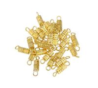 WEKAMOS Fermoirs à Vis en Cuivre Doré 15x4 Mm, Lot de 20, Accessoires Bijouterie DIY pour Colliers et Bracelets, Fermoirs Cylindriques Sécurisés, Connecteurs pour Création de Bijoux