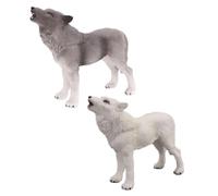 WEKAMOS Figurines d'animaux Wolf Décoration pour Garçon et Filles 2Pcs Modèles de Loup Réalistes Jouets de Simulation Décorations de Jardin Miniature PVC